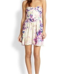 Parker Lily Multicolor Silk Strapless Dress